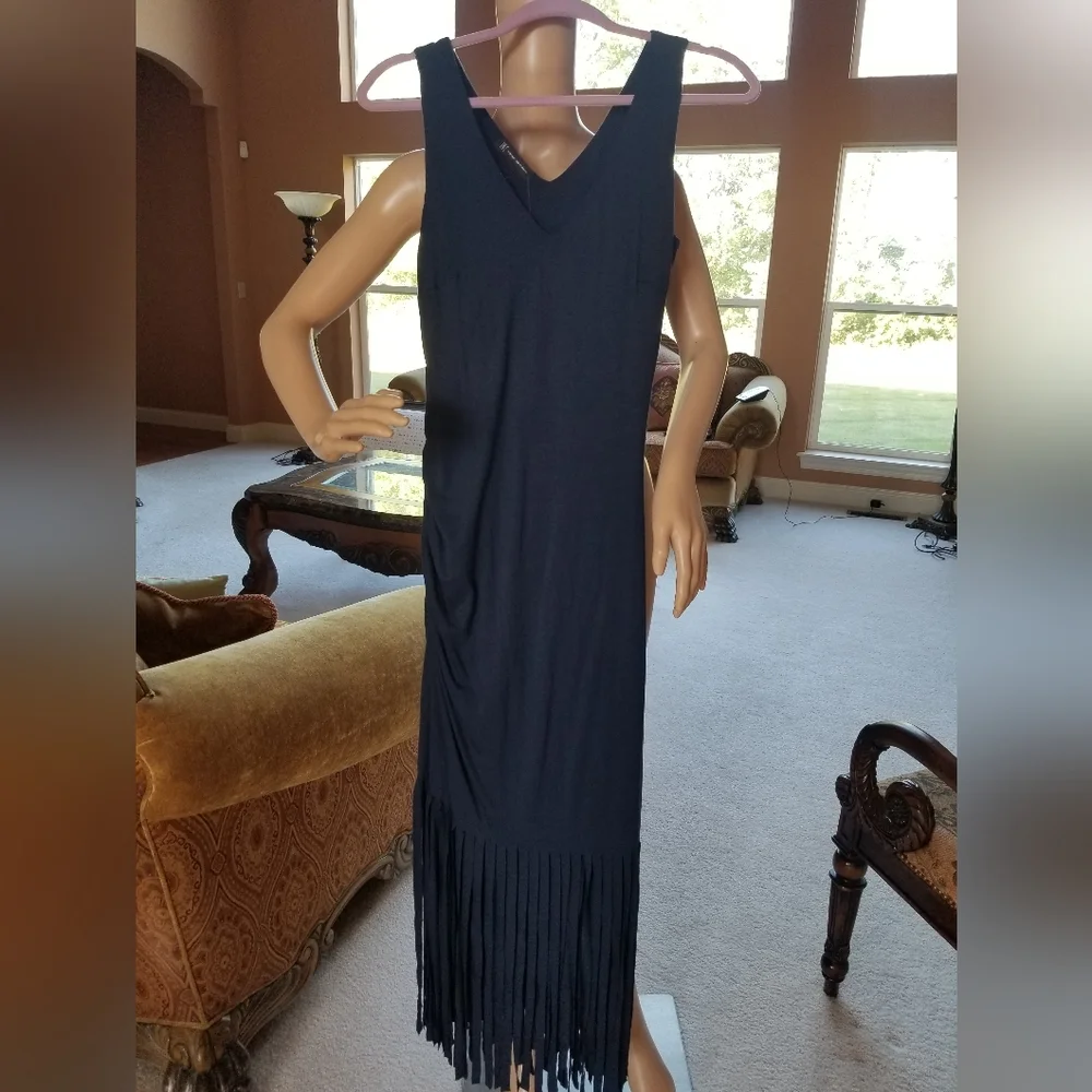 INC Sleeveless Knit Navy Blue Dress with Carwash Hem (Size Medium) - Picture 1 of 5